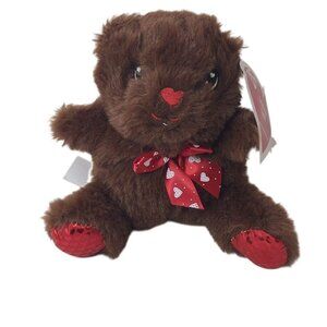 Chocolate Scented Brown Teddy Bear Red Hearts Plush Brown 6" Valentine w/ Tags